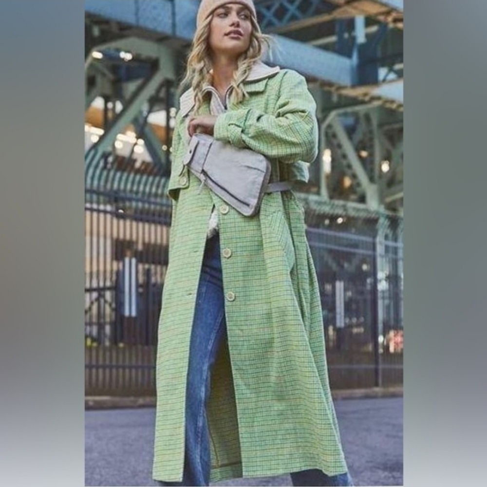 Free People Green Trench Coat